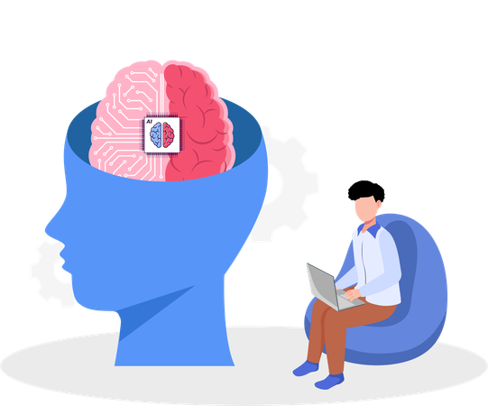 Man developing Robotic brain  Illustration