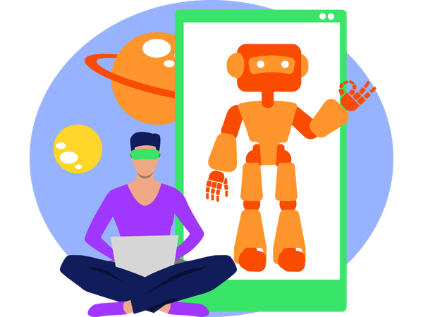 Man Developing Robotic Using Vr Technology  Illustration