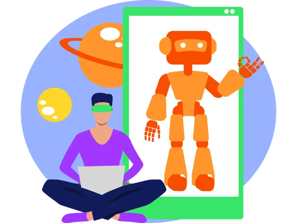 Man Developing Robotic Using Vr Technology  Illustration