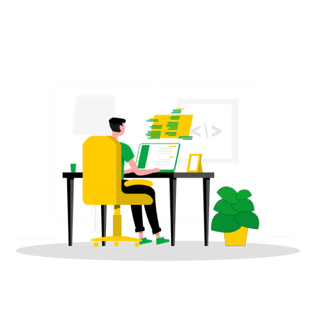 Man developing website  Illustration