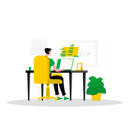 Man developing website  Illustration