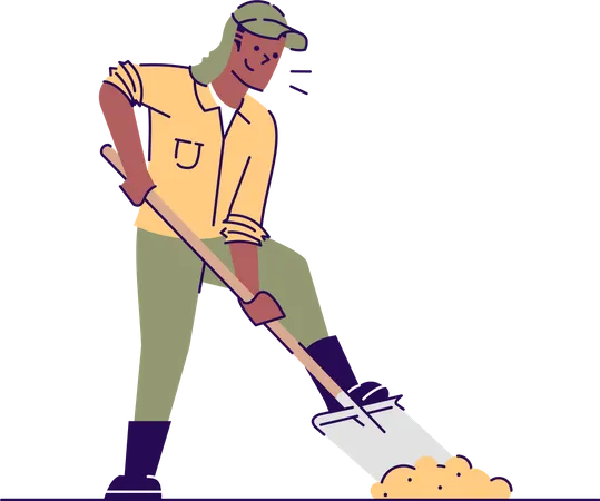 Man digging hole using shovel  Illustration