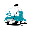 farmer using shovel illustration
