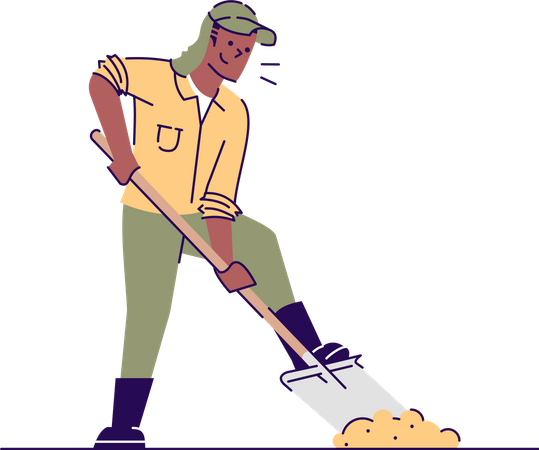 Man digging hole using shovel  Illustration