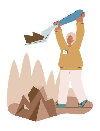Man digging soil Illustration