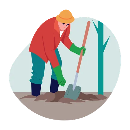 Man Digging soil  Illustration