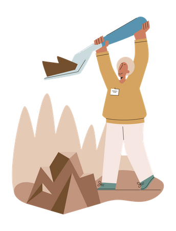 Man digging soil  Illustration