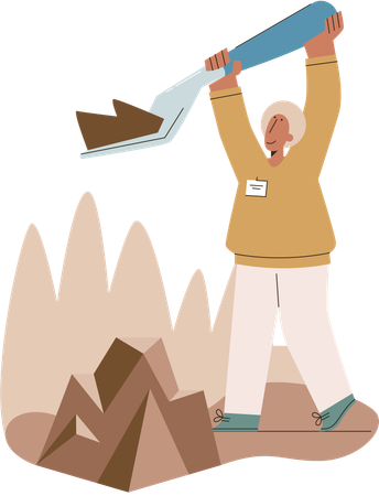 Man digging soil  Illustration