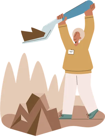 Man digging soil  Illustration