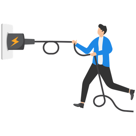 Man Disconnect Power Cord  Illustration