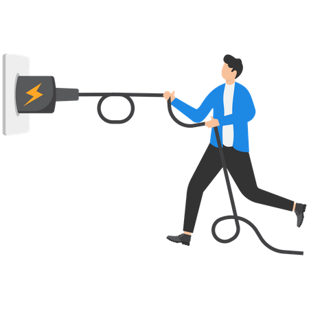 Man Disconnect Power Cord  Illustration