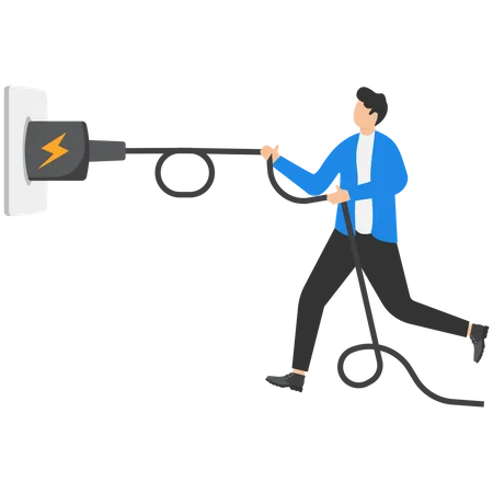 Man Disconnect Power Cord  Illustration