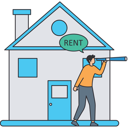 Man discovering property  Illustration