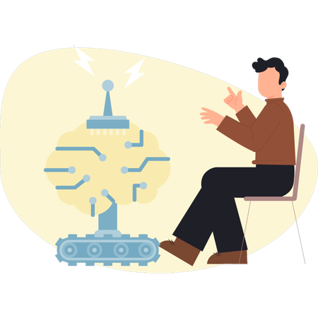 Man discuss about artificial mind  Illustration