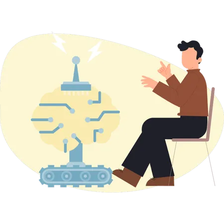 Man discuss about artificial mind  Illustration