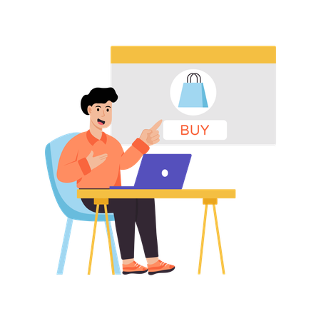 Man Discuss About Online Shopping  Illustration