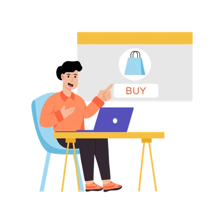 Man Discuss About Online Shopping  Illustration