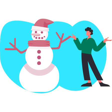 Man discuss about snowman  Illustration