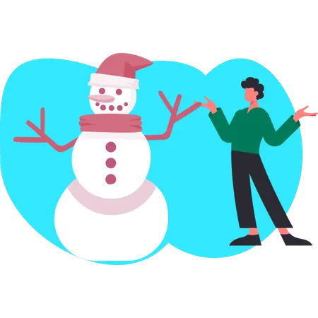 Man discuss about snowman  Illustration
