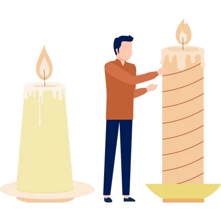 Man discussing about birthday cake candle  Illustration