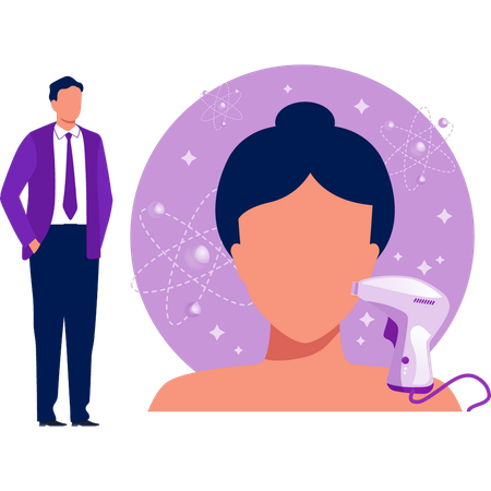 Man discussing about facial treatment  Illustration