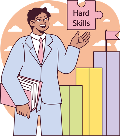 Man discussing about hard skills in interview  Illustration