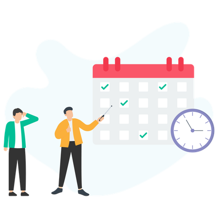 Man Discussing about Task Schedule  Illustration