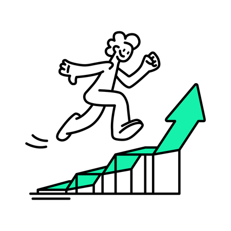 Man discussing growth graph analysis  Illustration