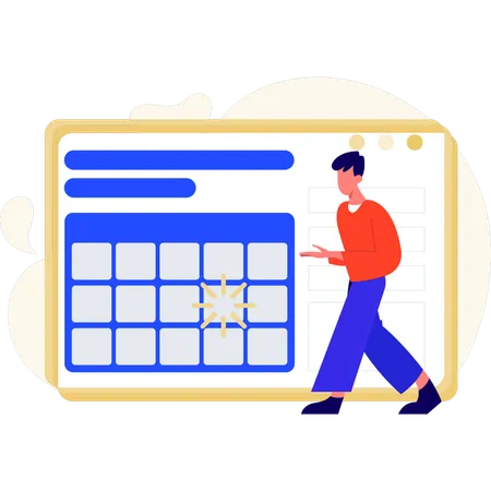 Man discussing reminder calendar  Illustration