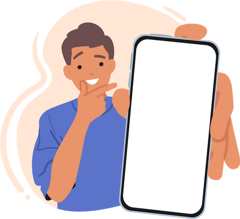 Man Displaying Smartphone Screen  Illustration