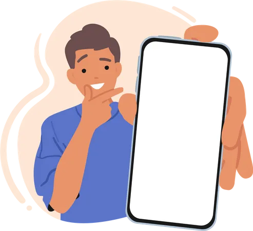 Man Displaying Smartphone Screen  Illustration