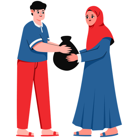 Man Distributing Food Packages  Illustration