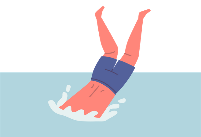 Man Dives Into Pool  Illustration