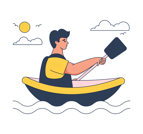 Man do kayaking activity in water  Illustration