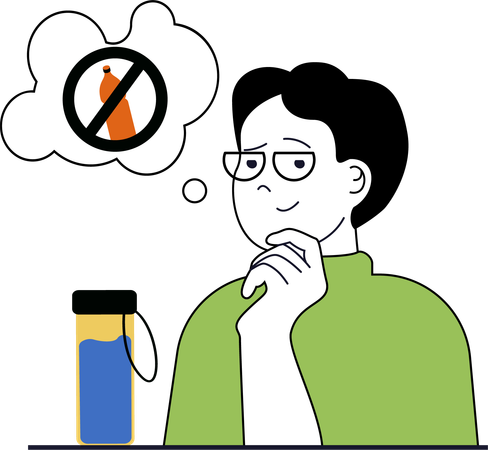 Man Do Not Use Plastic Bottle  Illustration