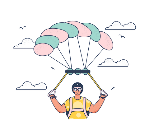 Man do paragliding in the sky  Illustration