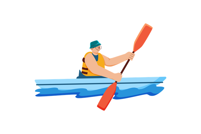 Man do river rafting  Illustration