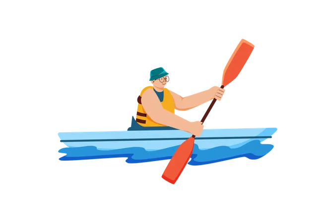 Man do river rafting  Illustration