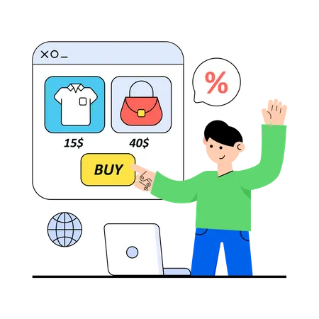 Man do shopping from online site  Illustration