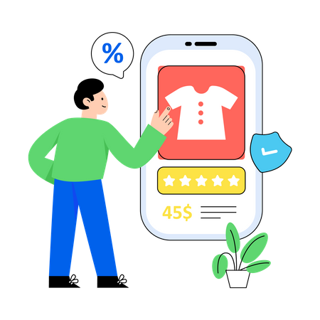 Man do shopping using app  Illustration