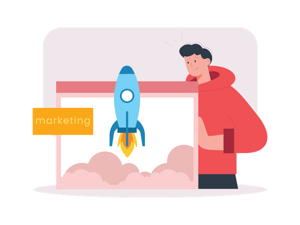 Man do startup marketing  Illustration