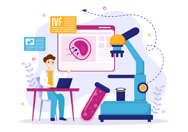 Man doctor checking IVF test  Illustration