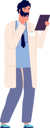 Man doctor checking patient report  Illustration