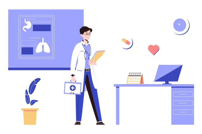Man doctor in clinic Illustration