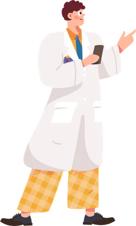 Man Doctor Using Mobile  Illustration