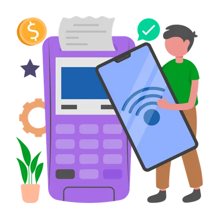 Man does Contact less Payment  Illustration