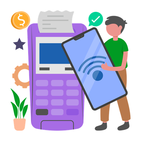 Man does Contact less Payment  Illustration