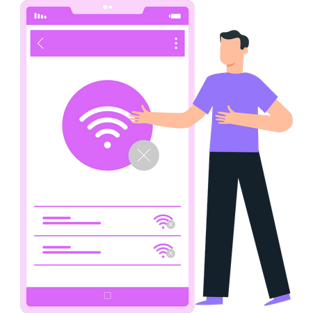 Man does not have  Wi-Fi connection  Illustration