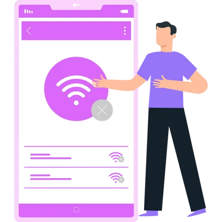 Man does not have  Wi-Fi connection  Illustration