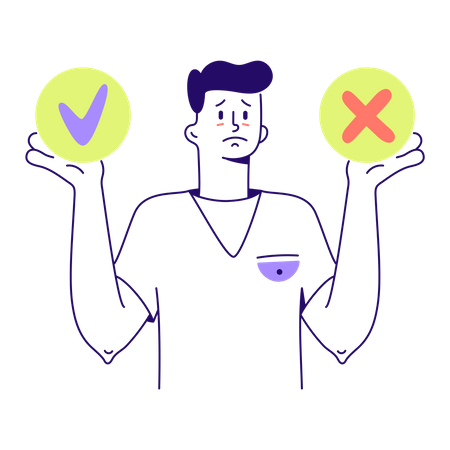 Man doesn't know what grade to give Illustration
